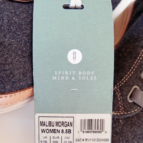 Revitalign Malibu Morgan Dark Charcoal Gray Sneaker Wool Size 8.5 B NWT - Picture 11 of 15